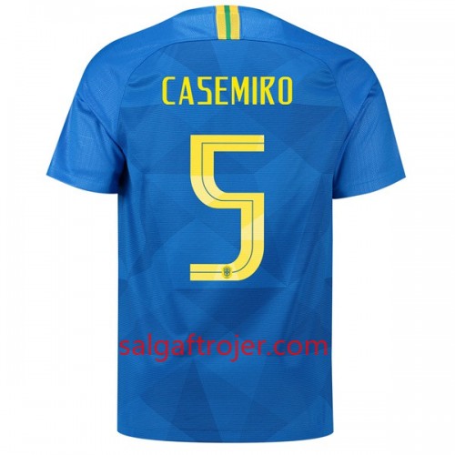 Brasilien Fodboldtrøjer Casemiro 5 Udebanesæt VM 2018 Brasilien Fodboldtrøjer Casemiro 5 Udebanesæt VM 2018